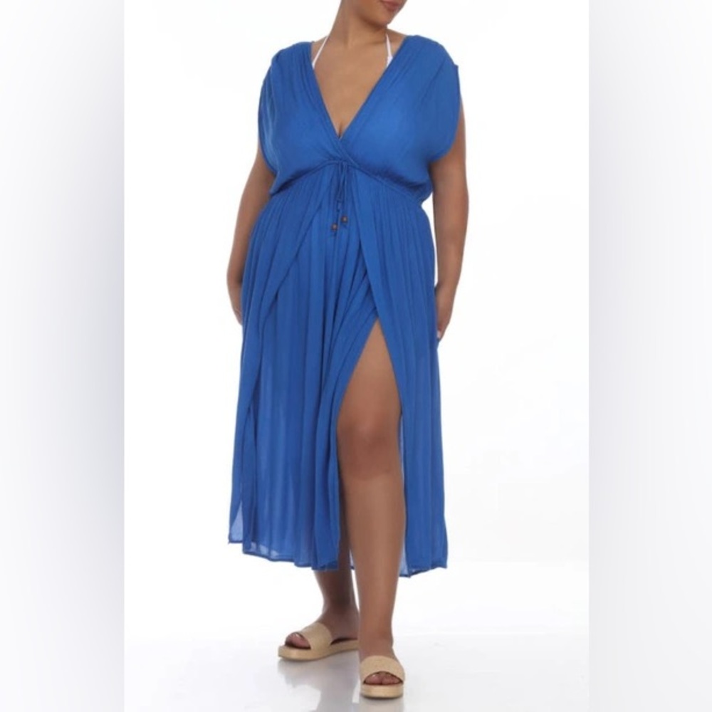 NWT Bohome Maxi Cover Up Dress Women’s Size 2X Lapis Blue